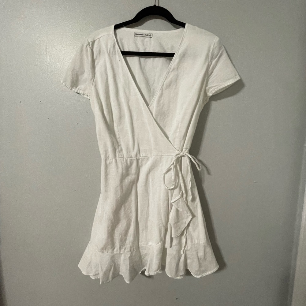 Abercrombie & Fitch White Wrap Mini Dress